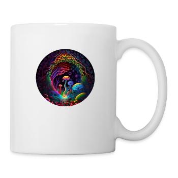 Magic Mushroom Forest - Neon Abstract Art - Mug - white - Right