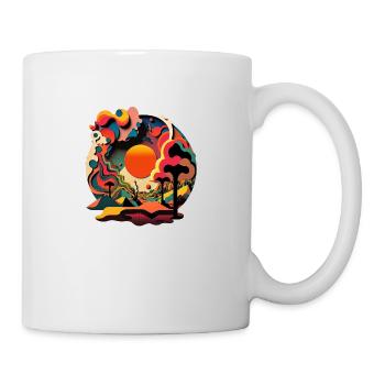 Psychedelische Sonnenlandschaft - Retro Stil Kunst - Tasse - Weiß - Rechts