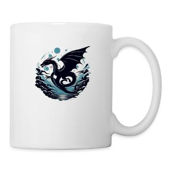 Mystischer Drache und Wellen - Tasse - Weiß - Rechts
