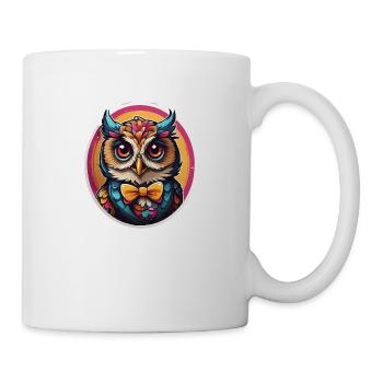 Lustige Eule Comic - Tasse - Weiß - Rechts