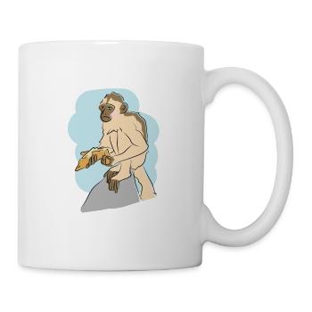 Illustriertes Design mit Affe - Tasse - Weiß - Rechts
