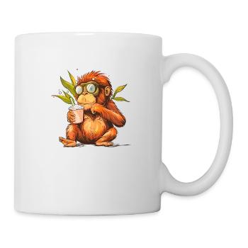 Funny monkey with cool drink - Mug - white - Right