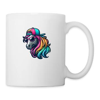 Regenbogen Cooles Pferd - Tasse - Weiß - Rechts