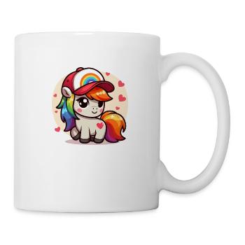 Entzückendes Regenbogenpony mit Mütze - Tasse - Weiß - Rechts