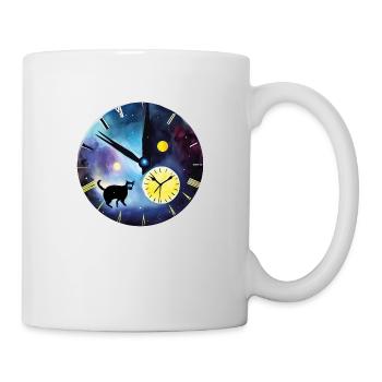 Abstrakte Katzen Uhr - Tasse - Weiß - Rechts