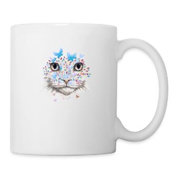 Chat Chat Visage Chat Nature Papillons - Mug blanc - blanc - Droite