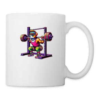 Strong Rainbow Dog Squatting in the Gym - Mug - white - Right