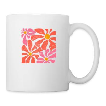 Groovy Retro Pink and Orange Flowers - Mug - white - Right