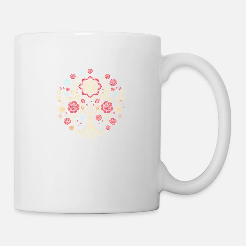 Lebensbaum-Rose Abstrakt - Tasse - Weiß