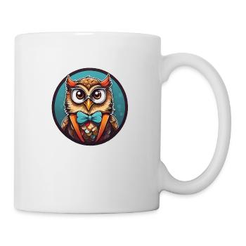 Lustige Eule Comic - Tasse - Weiß - Rechts