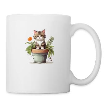 Süße Katze Blume - Tasse - Weiß - Rechts