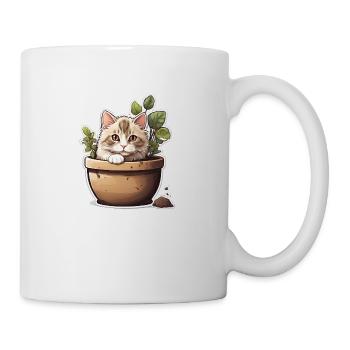 Süße Katze Blume - Tasse - Weiß - Rechts