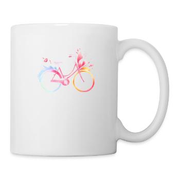 Aquarell Fahrrad Design - Tasse - Weiß - Rechts