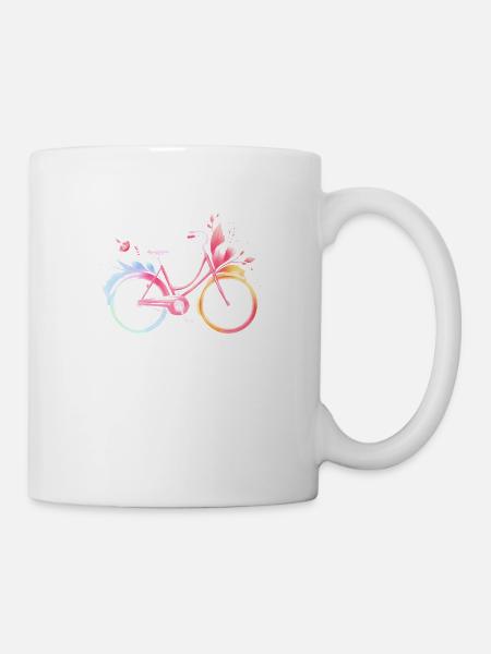 Aquarell Fahrrad Design - Tasse - Weiß