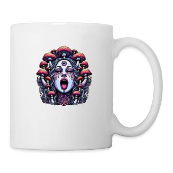 Trippy Woman Face with Magic Mushrooms - Mug - white - Right