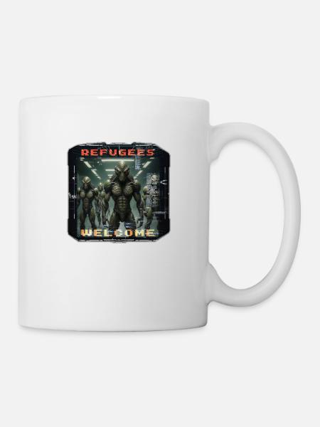 Out of Space - Refugees Welcome Design - Version5 - Tasse - Weiß