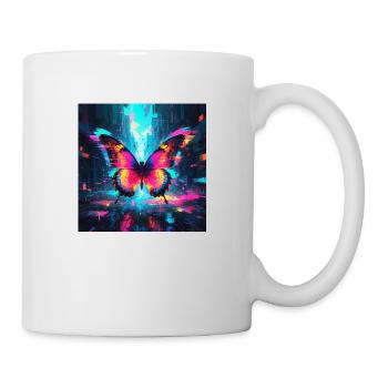 Neon Schmetterling - Tasse - Weiß - Rechts