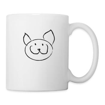 Lustiges Katzengesicht Zeichnung - Tasse - Weiß - Rechts