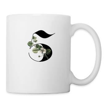 Nummer 5 Blumengrün -5. Geburtstag Blumen - Tasse - Weiß - Rechts