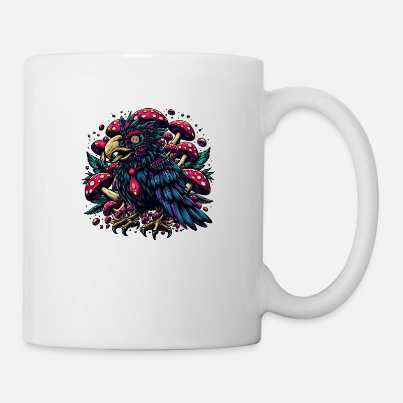 Psychedelic Raven with Mushrooms - Mug - white