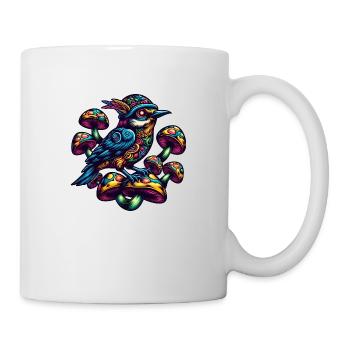 Colorful bird with mushrooms - Mug - white - Right