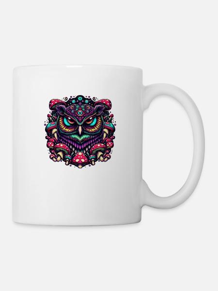 Psychedelische Eule - Tasse - Weiß