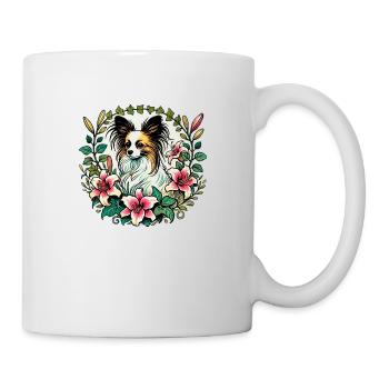 Papillon-Hund - Tasse - Weiß - Rechts