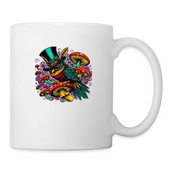 Hibou coloré avec chapeau haut de forme - Mug blanc - blanc - Droite