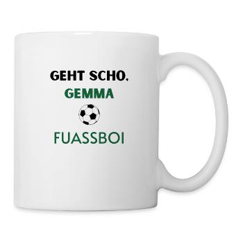 Geht scho gemma Fussboi - Tasse - Weiß - Rechts