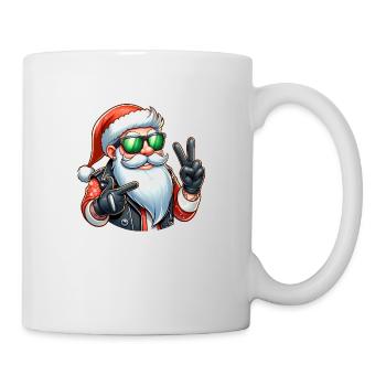 Santa Claus on motorcycle with sunglasses - Mug - white - Right