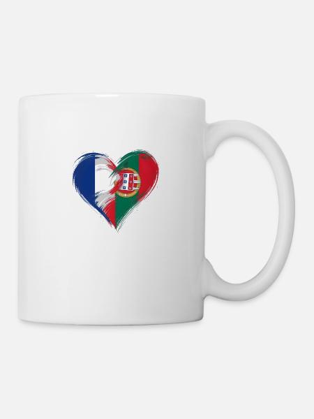 France Portugal Flag Coeur - Mug blanc - blanc
