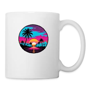 Blauer Himmel Sonnenuntergang Strand Straße Fahrt. - Tasse - Weiß - Rechts