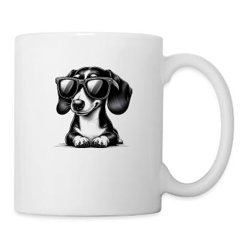 Cute dog with sunglasses - Mug - white - Right