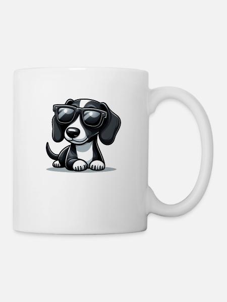 Chien mignon avec des lunettes de soleil - Mug blanc - blanc