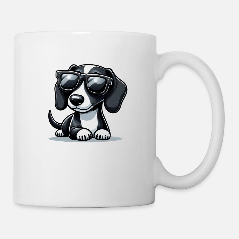 Chien mignon avec des lunettes de soleil - Mug blanc - blanc
