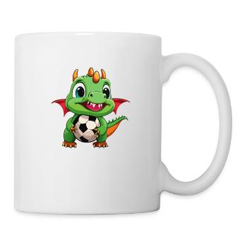 02 Baby Drache mit Fussball Kinderbild lustig - Tasse - Weiß - Rechts