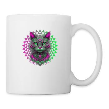 Geometrisches Kätzchen 🐾 - Tasse - Weiß - Rechts