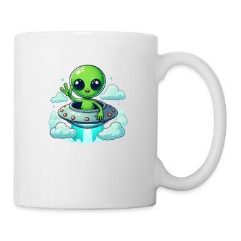 Alien zeigt Peace - Tasse - Weiß - Rechts
