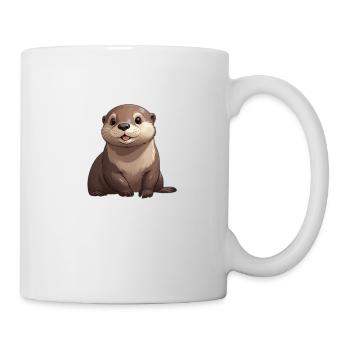 Loutre assise mignonne - Mug blanc - blanc - Droite