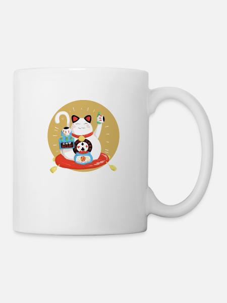Maneki neko feiert - Tasse - Weiß