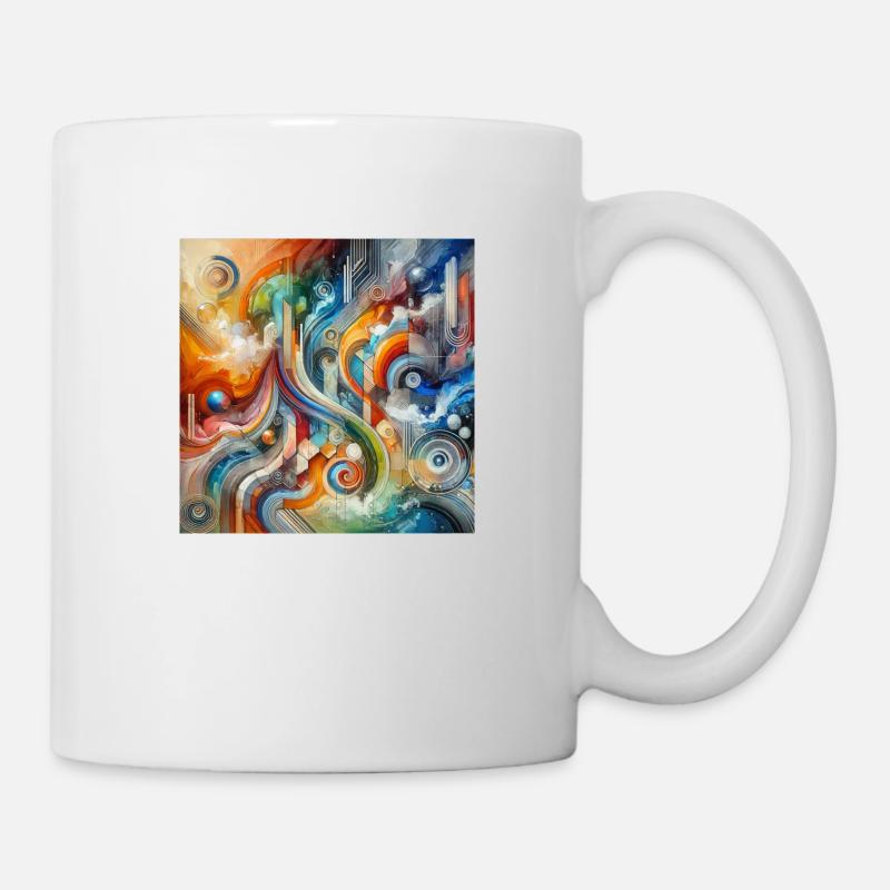 Lebhafter Fluss - Abstraktes Gemälde - Tasse - Weiß