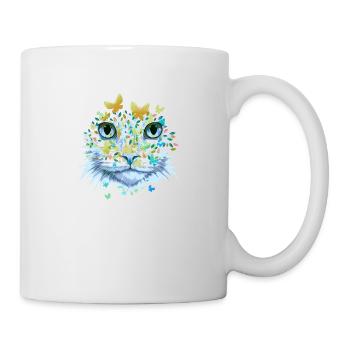 Chat Chat Visage Chats Chaton Fleurs Insecte - Mug blanc - blanc - Droite