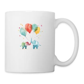 Two elephants with colorful balloons - Mug - white - Right