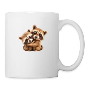 Deux ratons laveurs mignons qui s’étreignent - Mug blanc - blanc - Droite