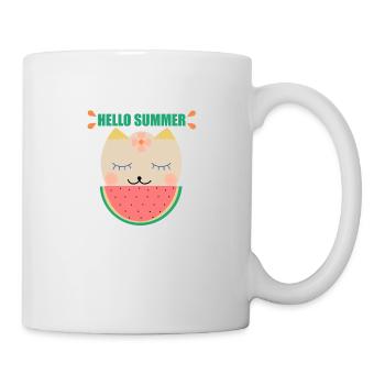 Summer Cat and Watermelon - Mug - white - Right