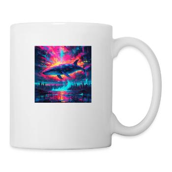 Neon Blauwal - Tasse - Weiß - Rechts