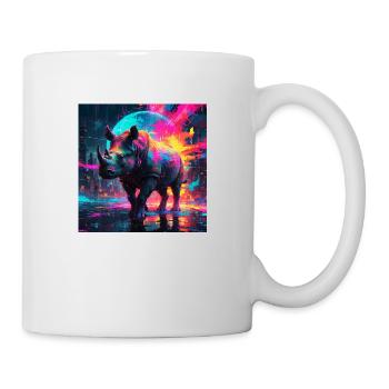 Neon Nashorn - Tasse - Weiß - Rechts