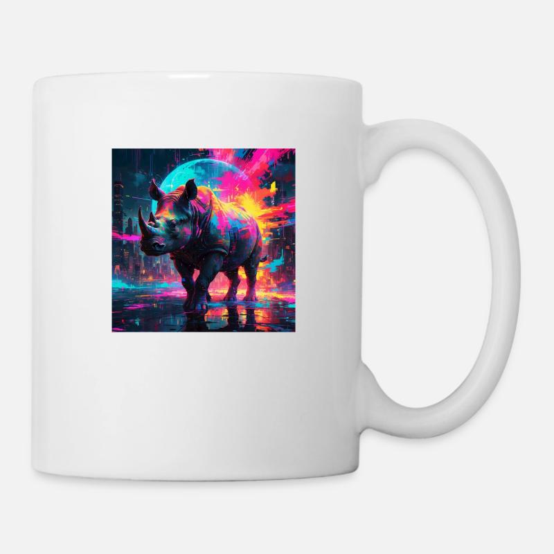 Neon Nashorn - Tasse - Weiß