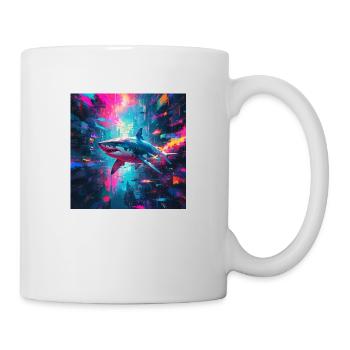 Neon großer weißer Hai - Tasse - Weiß - Rechts