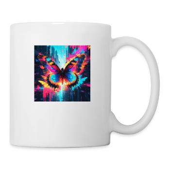 Neon Monarch Schmetterling - Tasse - Weiß - Rechts